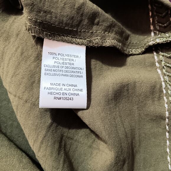 BOBEAU‎ Peasant Flowy Blouse Top Embroidered Square Neck Gathers Size XL Green - Picture 8 of 11